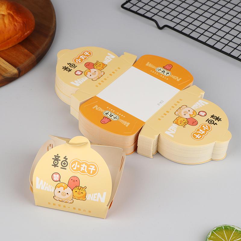 100Pcs Disposable Octopus Ball Packaging Box Japanese Street Food Takoyaki Takeaway Snack Fruit Box Packing Paper Container
