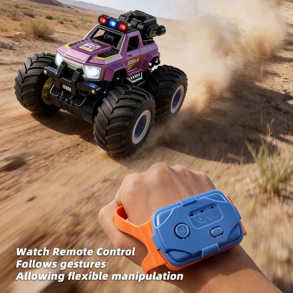 Off-Road Remote Control Big Foot Stunt Car with Shock Absorbers and Spray Action - Children's Toy