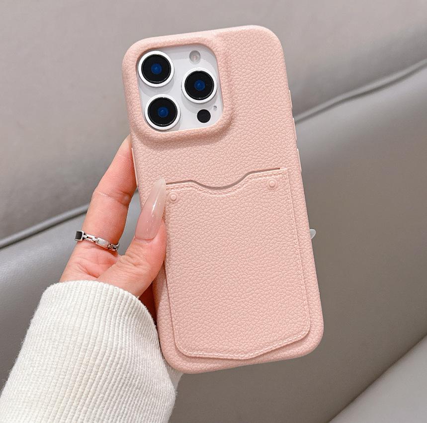 

Apple Peel Texture Card Holder Case for iPhone 16 Pro Max - Luxurious & Lightweight 13 Pro розовый