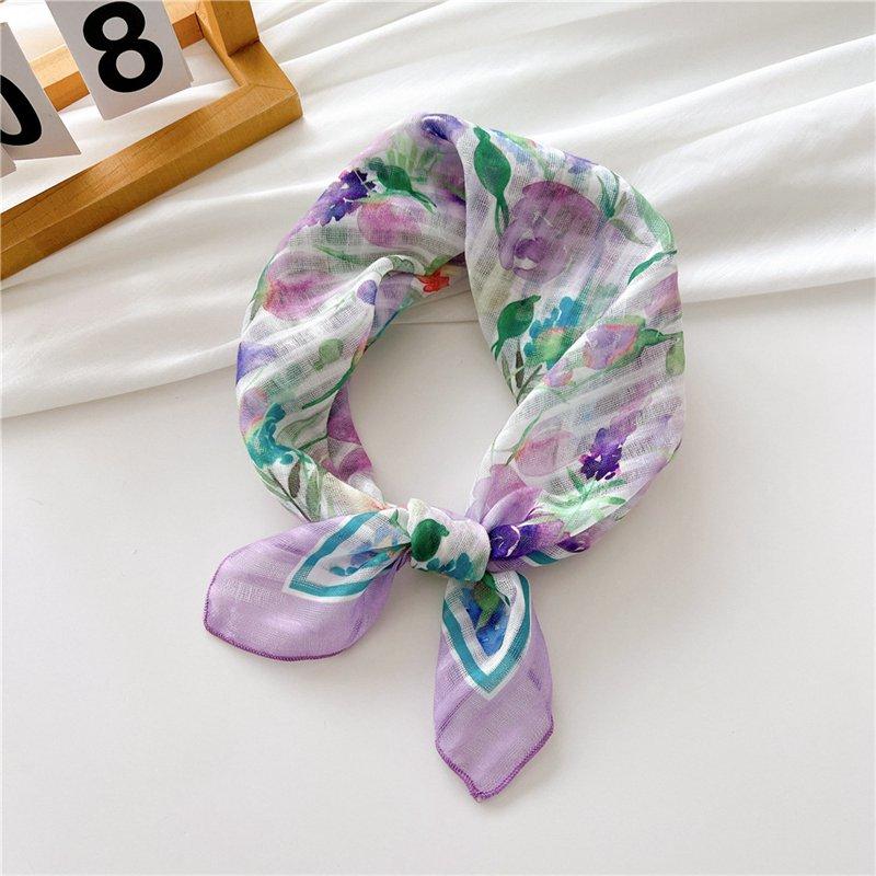 All-Match Fashionable Spring Autumn Silk Scarf Band Decorative Scarf Elegant Scarf Hair Korean-Style Square Towel Women's Cotton Linen Small