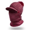 Wool Knitted Women Wool Knitted Hat Thick Face Warmer Pompoms Cap Windproof Winter Ski Hat