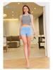 Shorts da Yoga in Denim a Vita Alta Solleva Glutei: Pantaloni Fitness da Donna Autunno/Inverno ad Alta Elasticità Controllo Pancia