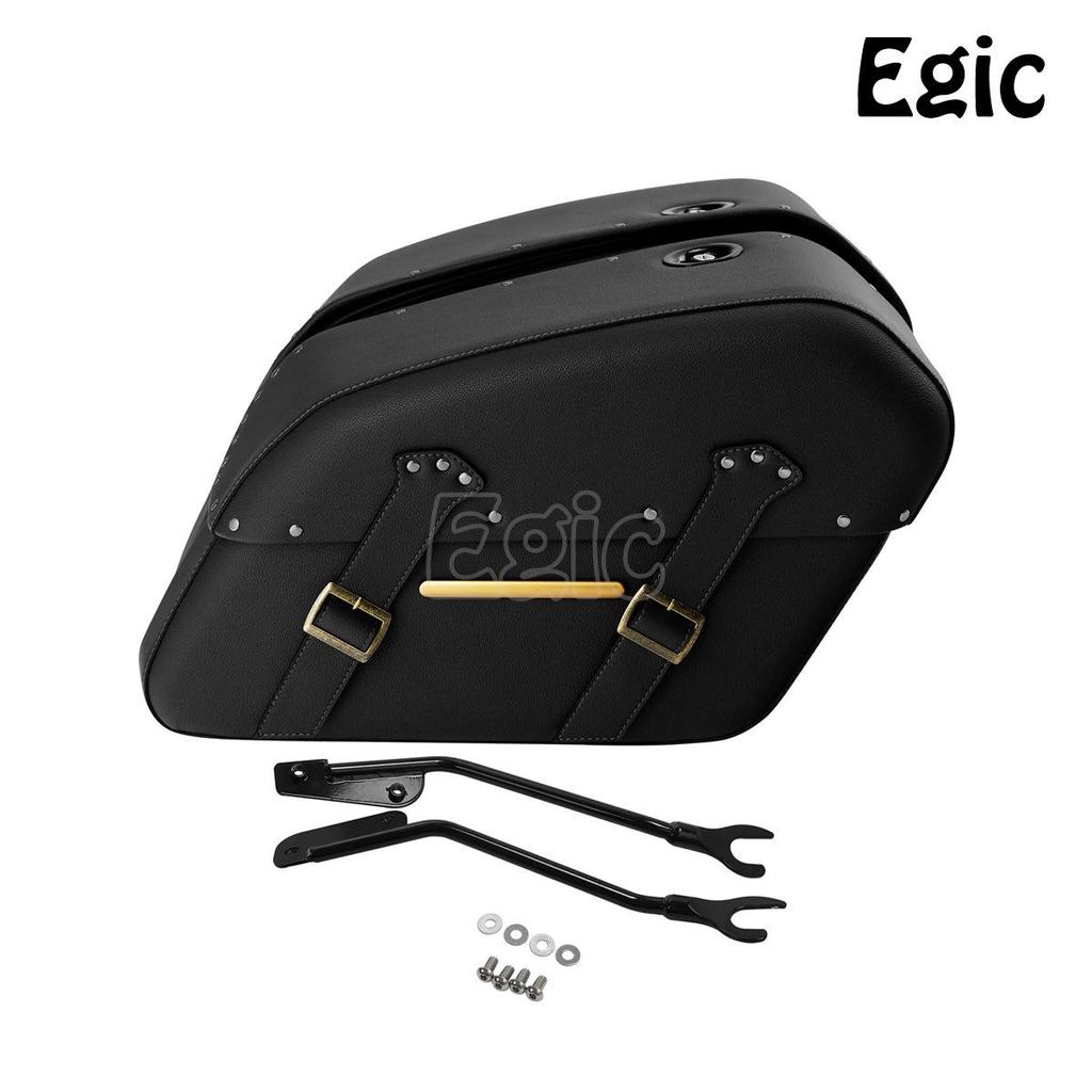 Leather Saddlebags for Harley Davidson Softail Fat Bob Commander 2018-2023 with Brackets