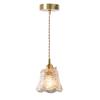 Oeny Walnut Wood & Carved Glass Pendant Light