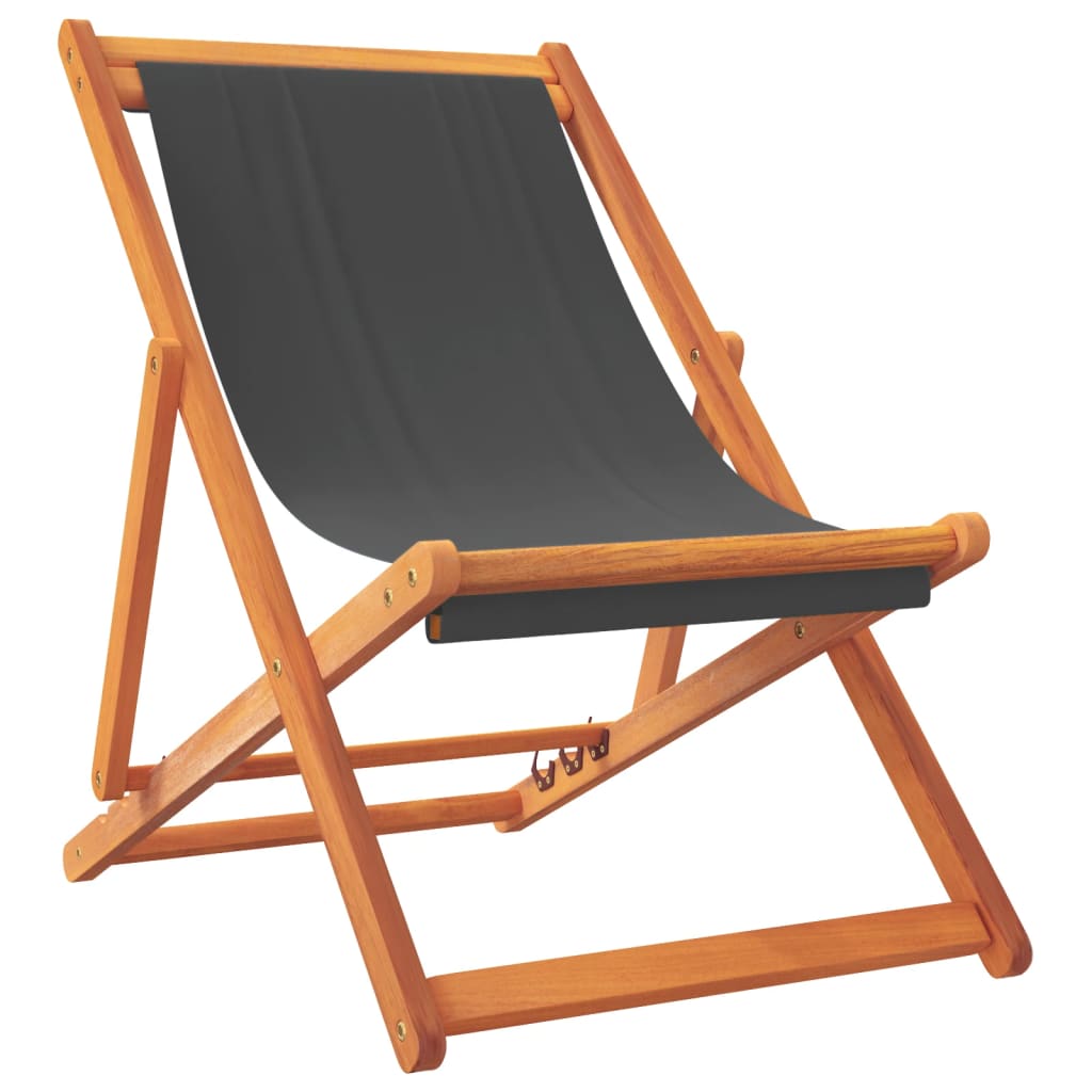 Beach Chairs 2 Pcs. Foldable Grey Fabric