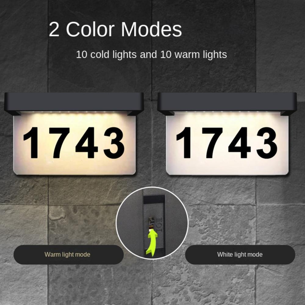 Solar Lights House LED Number Light Outdoor Garden Waterproof Fence Solar Wall Lamp for Home Hotel Villa Decora Doorplate Lights