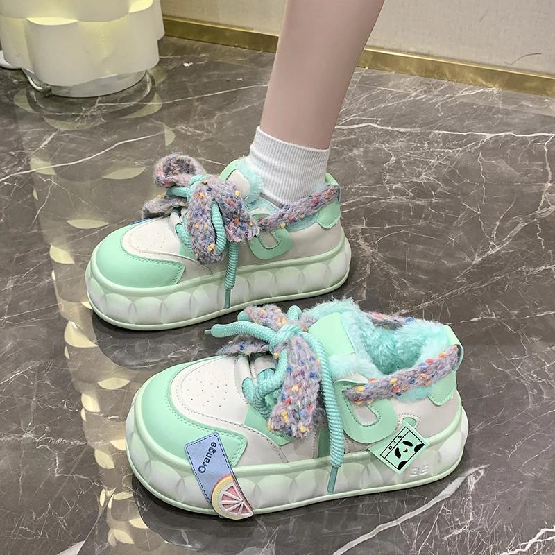 Fashion Thick Bottom Sponge Cake New Trend Color Shoes Sneaker Student Korean Versatile Flat Board Shoe Women Aesthetic Kawaii Sneakers