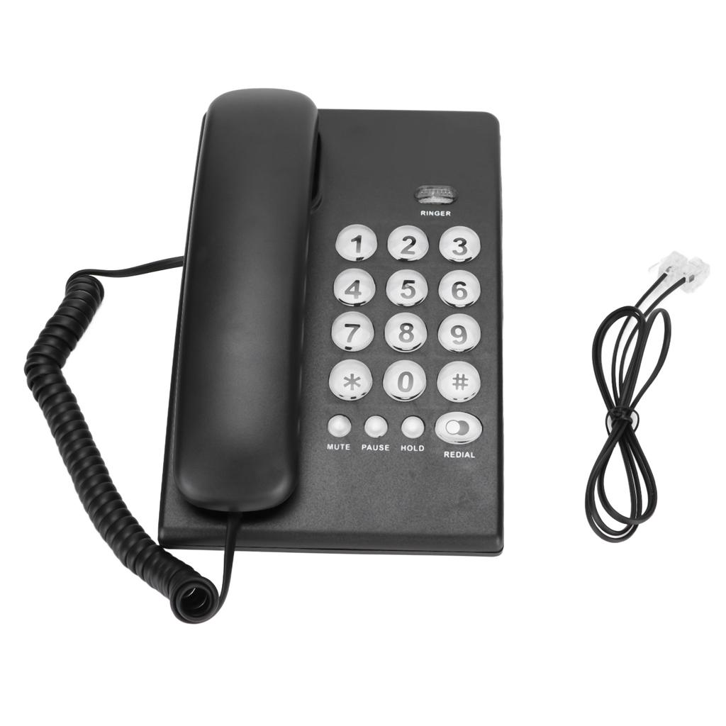KXT504 Desktop Corded Telephone Multifunctional Large Button Landline Phone for Home Office Hotel(Black )