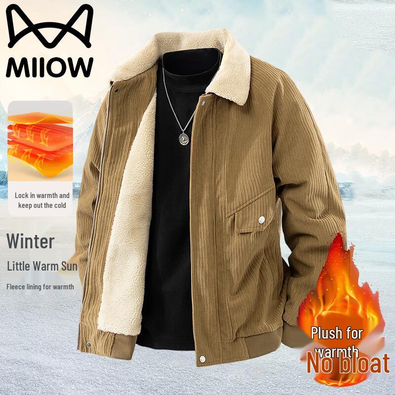 

Mao Ren Men s Corduroy Windproof Warm Jacket 4XL