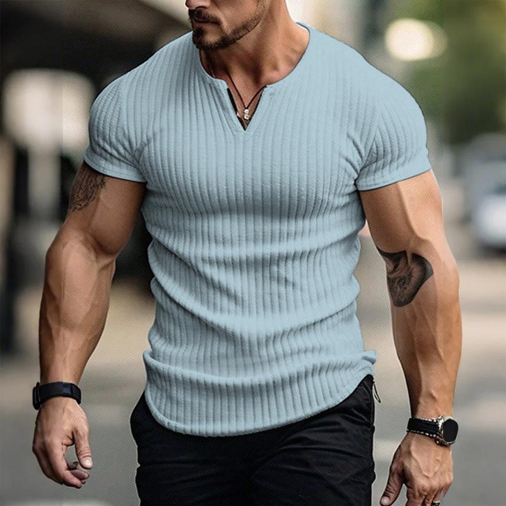Summer Men's Matching Short-sleeved Shirt Single Breasted Breathable Sports Casual Top
