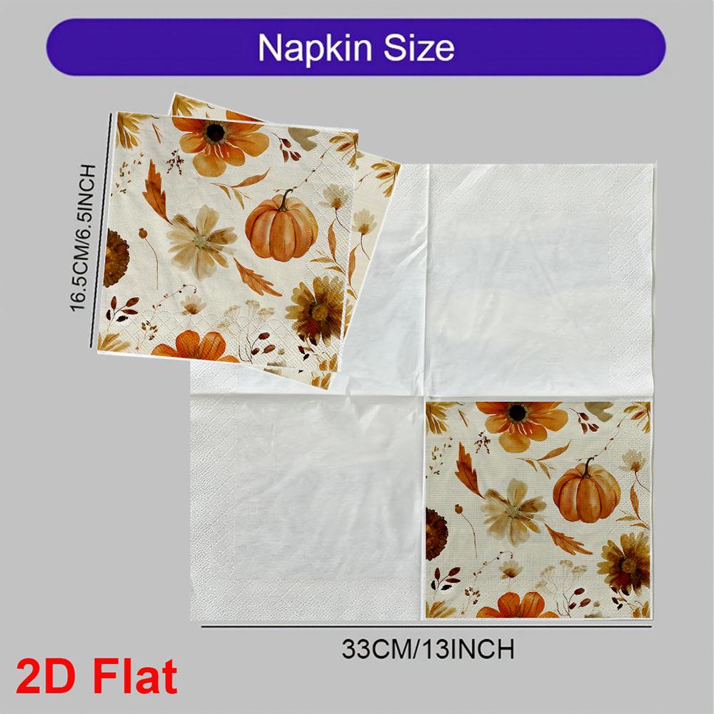 20pcs Disposable Napkins with Wansheng Pumpkin Pattern Print for Wedding,Parties,and Daily Use for Thanksgiving Fall Christmas Table Decoration