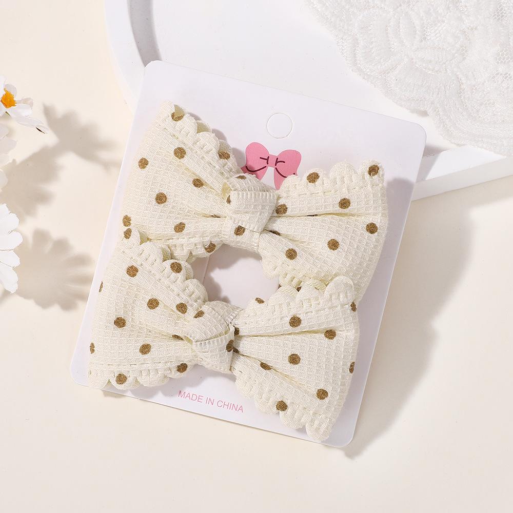 Shrimp Skin Baby Girl Cute Hairpin Set Pink Plaid Lace Bow Clip Hair Accessories 5058