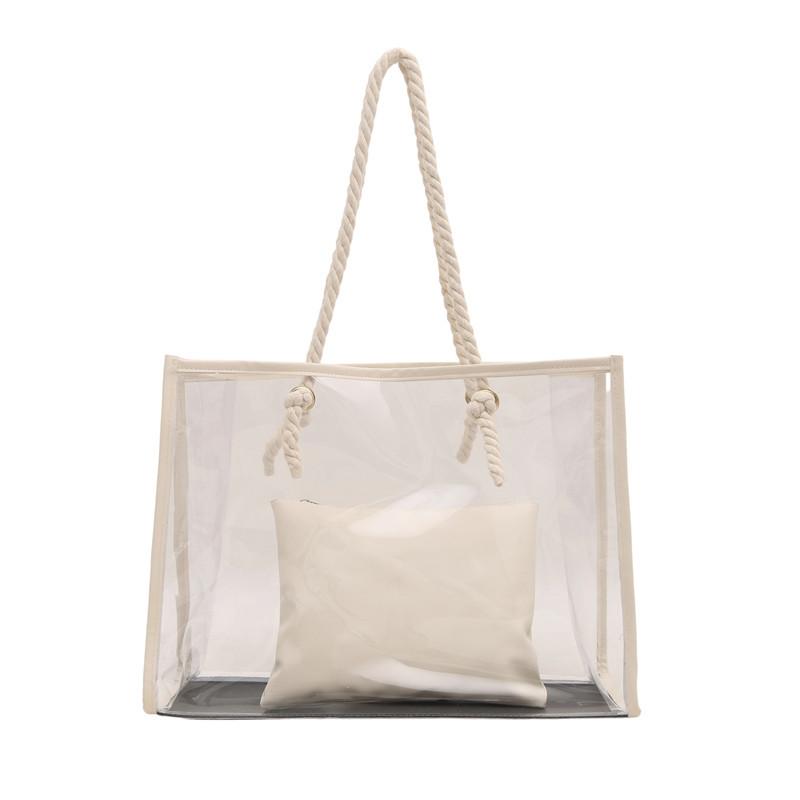 2025PVC transparent and simple summer new fashion commuter Korean version large capacity tote underarm shoulder bag
