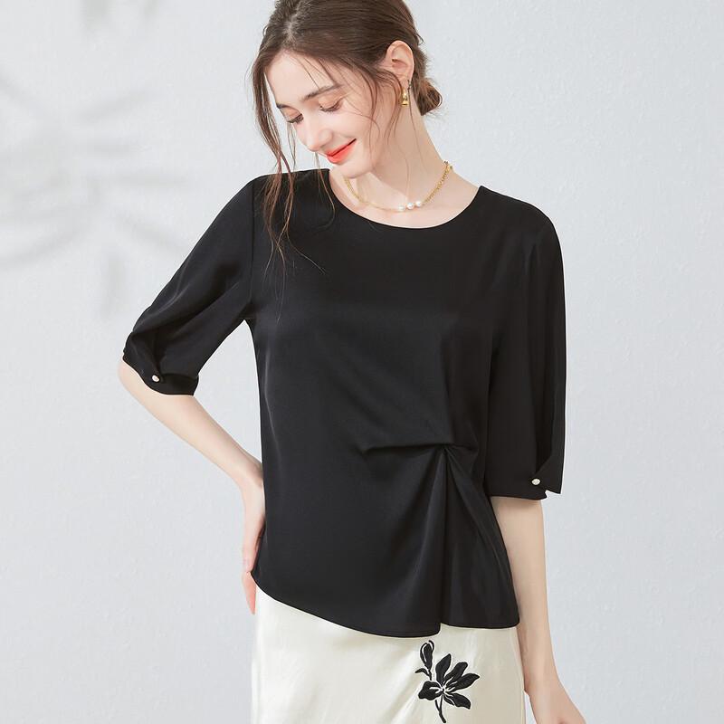 Snowforte Women s Pleated Silk Blouse L