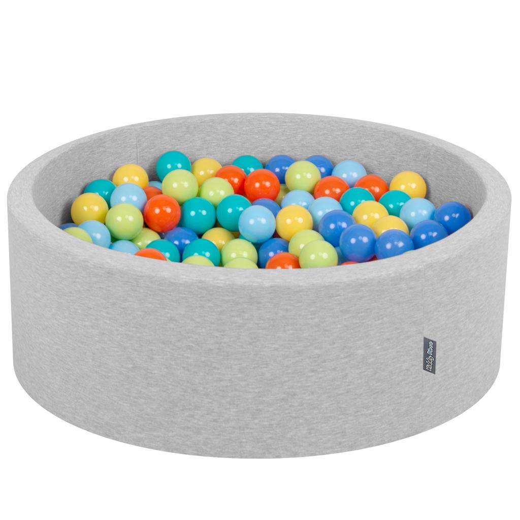 KiddyMoon 90x30cm/300 Balls Balls 7cm / 2.75in Baby Foam Ball Pit, L.grey:l.green/orange/turquois/blue/babyblue/yellw