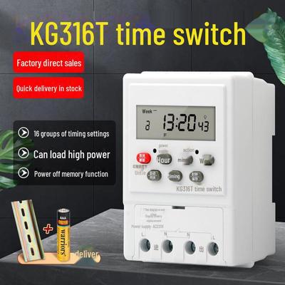 Temporizador Industrial KG316T Montado en Carril 220V: Interruptor de Control de Tiempo Programable de 16 Grupos