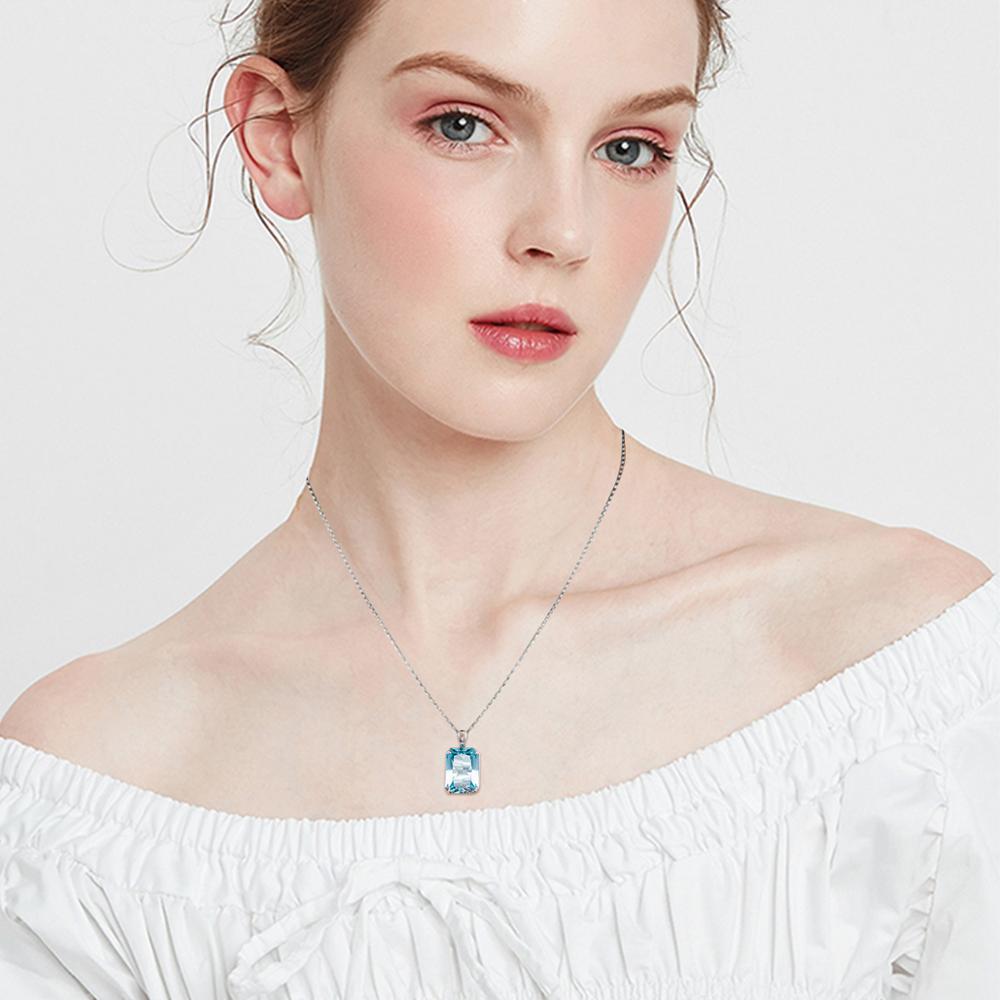 Szjinao Real 925 Silver Aquamarine Pendant For Women Gemstone Necklace Pendants Viking Handmade Undefined Fine Jewelry