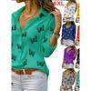 Printed Loose Collar Shirt for Women Print Loose Lapels Shirt for Women