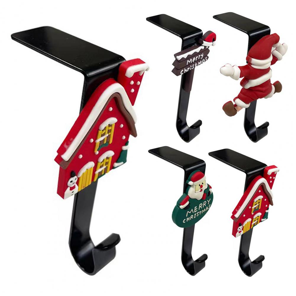 4 Pcs Christmas Stocking Hooks Metal L Shaped Stocking Hooks Mantel Hook for Xmas Wreaths Stockings Balls Navidad 2025