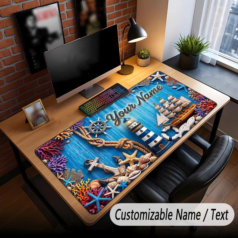 Fish Ocean Theme Custom Mouse Pad Personalized With Name Text Customized Desk Mat For Office Home Decor