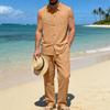 Men's Cotton-Linen Casual Hoodie Vest And Pants Set