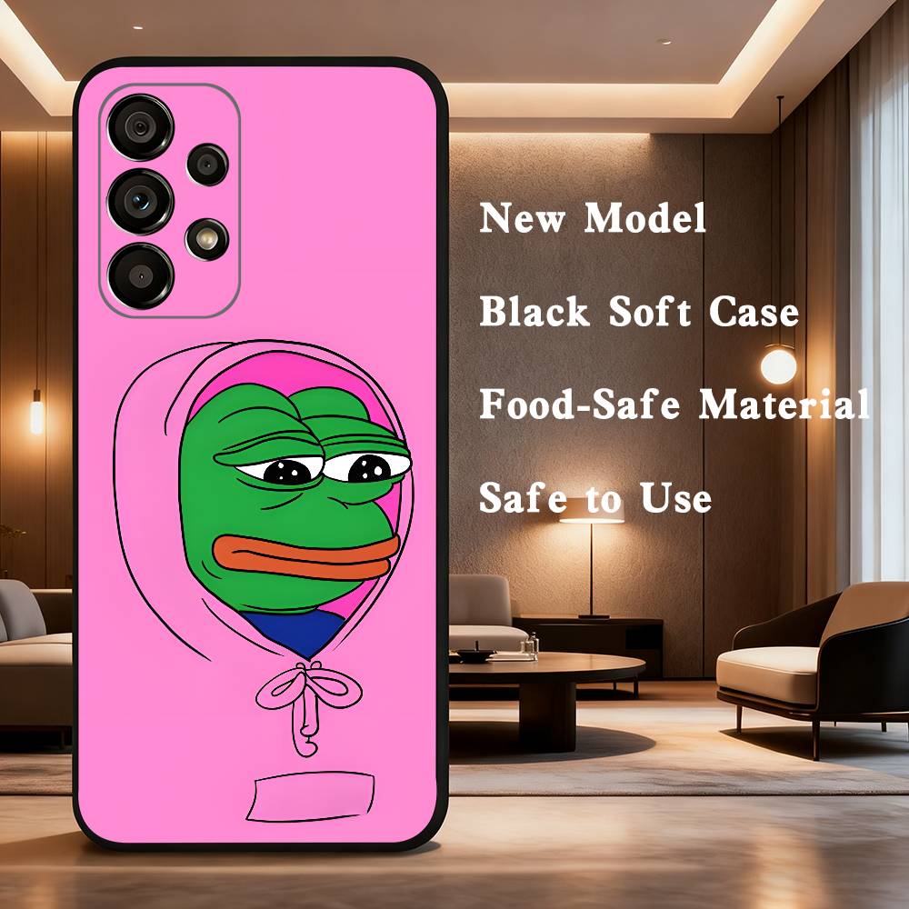 

P-Pepe The Funny Frog Case For Samsung Galaxy A73,72,41,J7,22,Note,31,8,9,52,71,53,32,Soft Black Silicone Cover SamsungA40