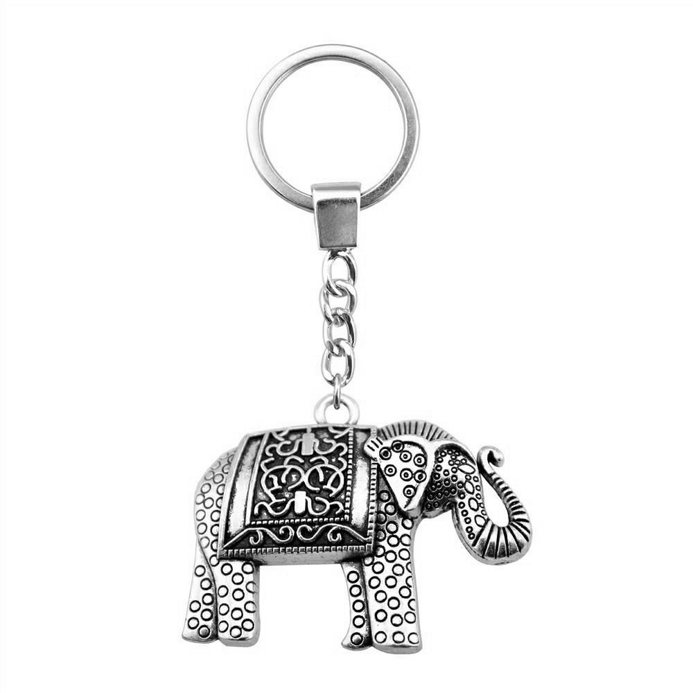 Pendentifs Porte-clés Éléphant Amoureux des Animaux Bijoux en Métal Artisanat Anneau 30mm