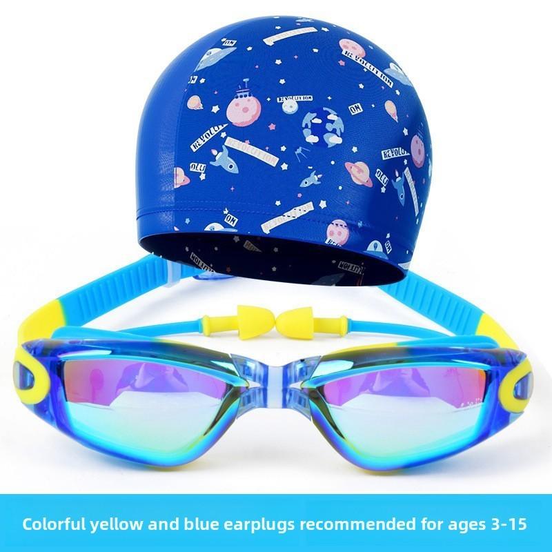 Kinder Anti-Beschlag Schwimmbrillen und Badekappe Set Für Kinder Pool Sicherheit Und Wasserdichtes Design