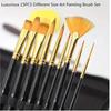15Pcs Oil Paint Brushes Set Various Size Nylon Hair Wood Grip DIY Colored Drawing Watercolor Acrylic Art Supplies
