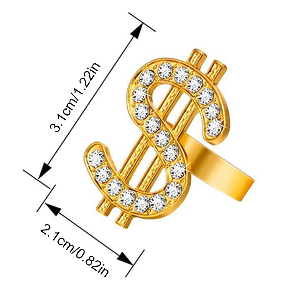 80s 90s Hip-Hop Flamboyant Punk Dollar Sign Ring 80s 90s Costume Outfit Set Hat Dollar Necklace Rock Star Glasses for Boys Girls