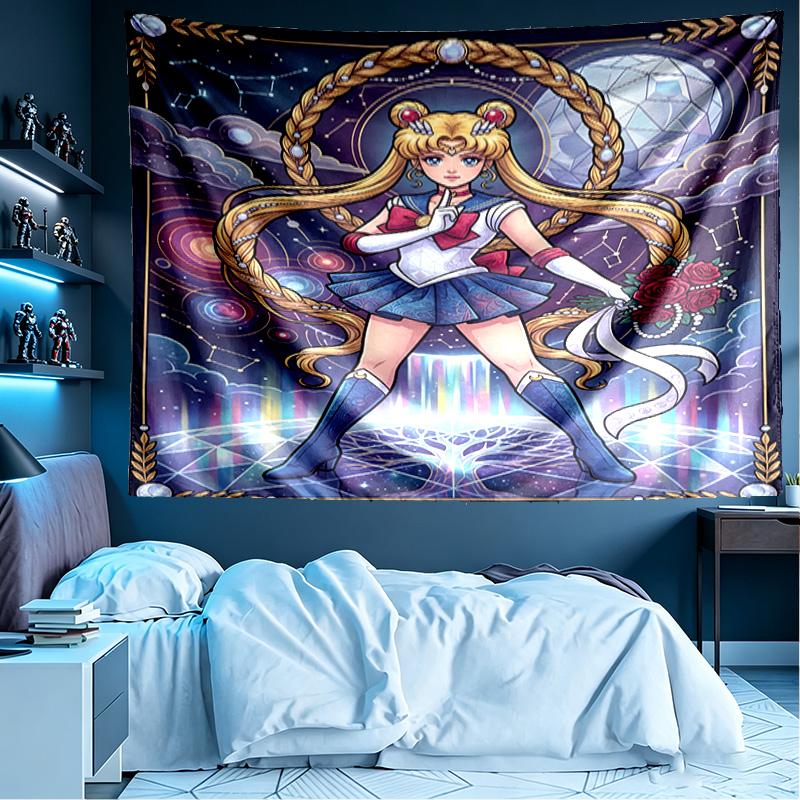 Sailor Moon Print Tapestry, Lightweight Wall Hanging, for Bedroom, Dorm, Living Room, Home Art Decor, Birthday Christmas Gift for Friends