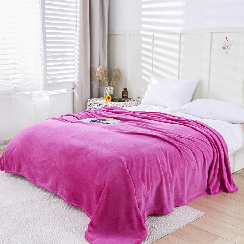 Solid Color Flannel Blanket Office Air Conditioning Soft Warm Imitation Mink Fur Throw Sofa Cover Bedspread Airplane Blankets