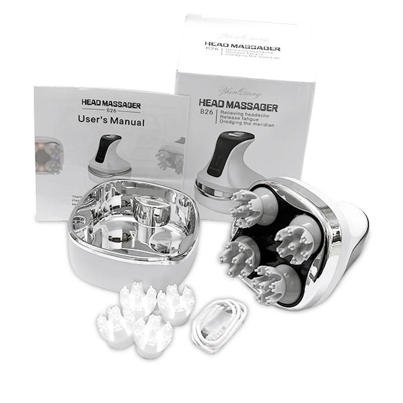 

Инфракрасный электрический массажер для головы и кожи головы с 4 разминающими массажными головками, глубокотканный массажер для роста волос, расслабления и для кошек/домашних животных