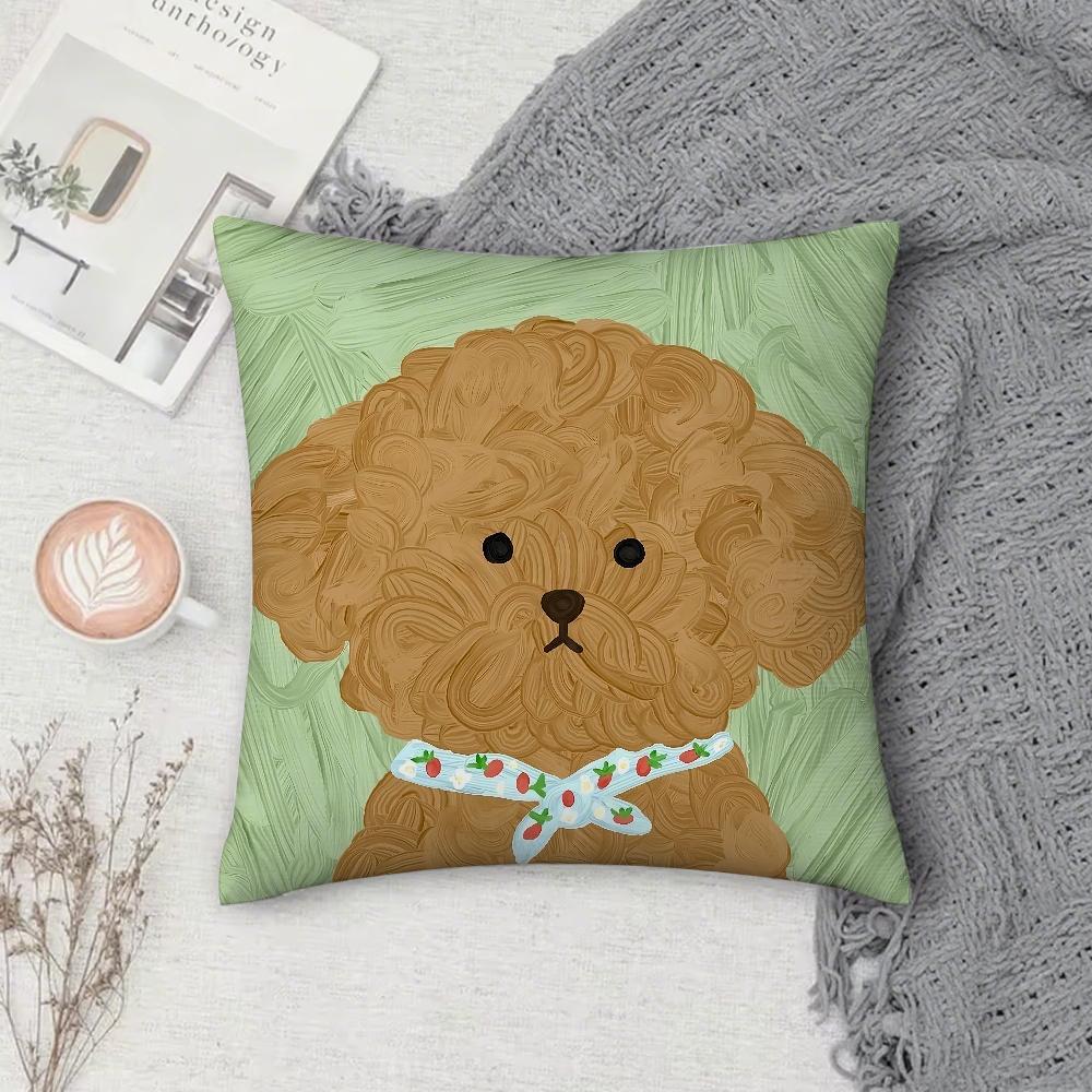 Dog Cute Sherry Small Puppy Pillow Case Square Double-Sided Printing Sofa Cushion Cover Pillowcase Bedroom Bedside