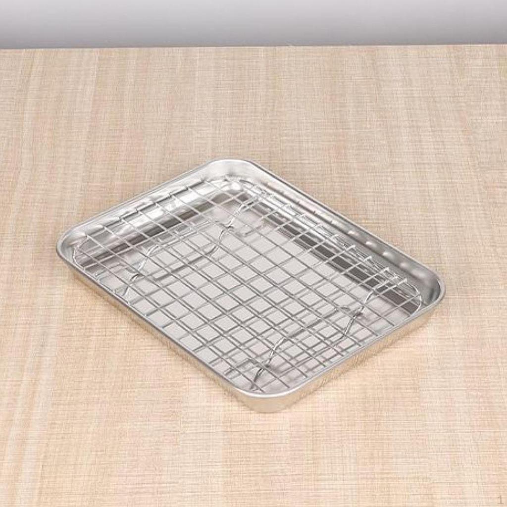 Baking Sheet with Rack Pan Bakeware Wire Stainless Steel Drain Tray for Restaurants