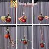 Sandalwood Carved Apple Persimmon Phone Strap & Keychain Tassel Ornament