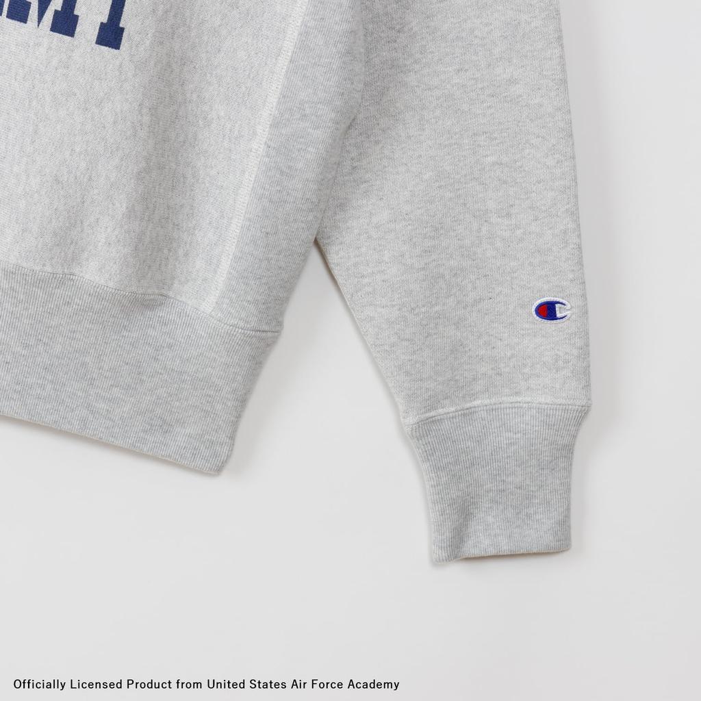 Champion Long Sleeve Graphic REVERSE Crew Neck Silver Gray x Navy Men's Sweatshirt, 11.5oz, Fleece-Lined, Print, WEAVE® Sweatshirt, C3-C026,