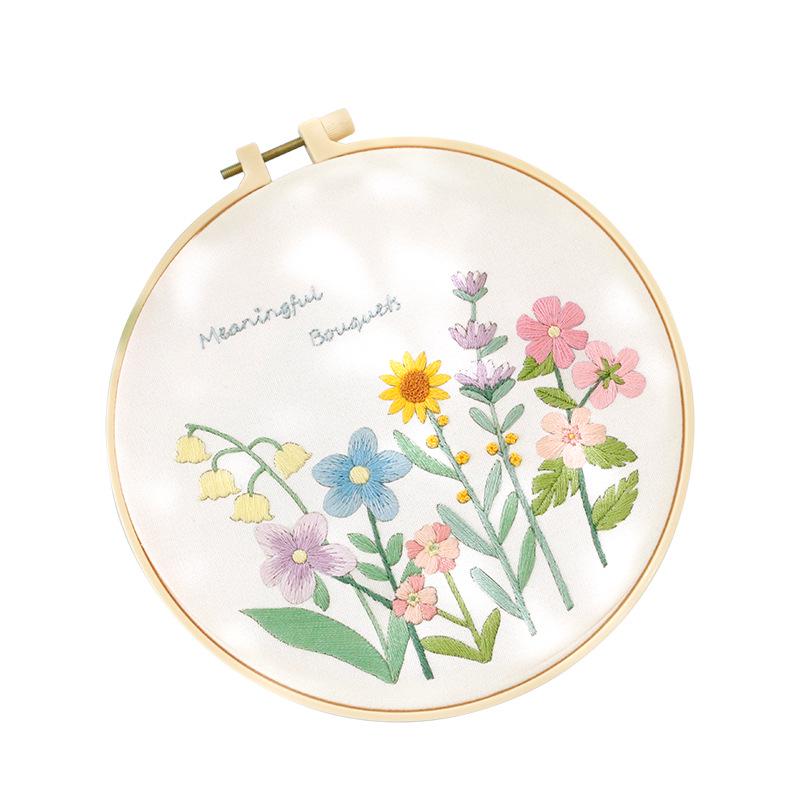 Nordic DIY Embroidery Kit: Beginner's Fresh Floral Fabric Art Set