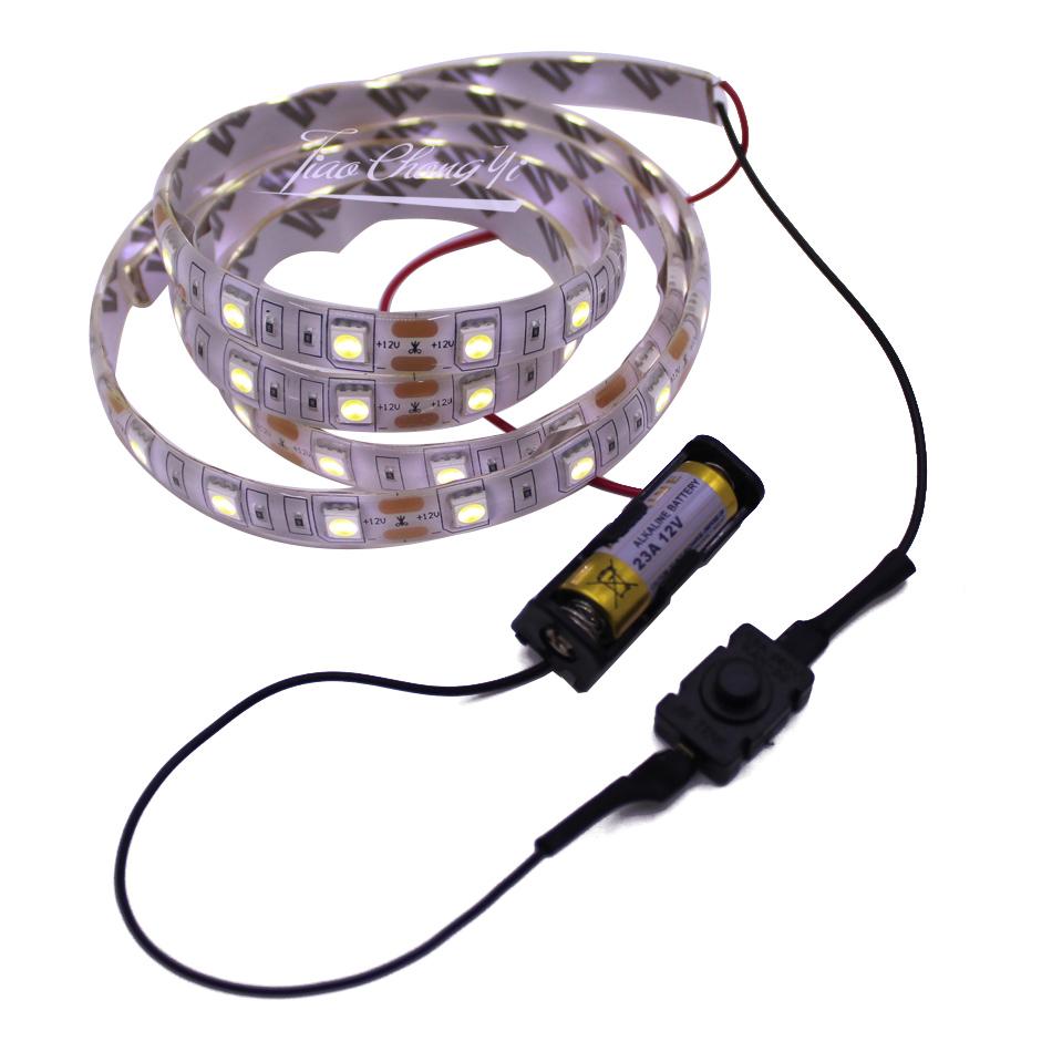 Switch Battery Powered LED Strip 12V 5050 Red Green Blue White Single Color Flexible LED Strip I65 Waterproof Indoor Decoration