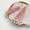 2pcs Ancient-style Tassels Beaded Keychain Handmade Bag Hanging Rope Crystal Pendant DIY Jewelry Accessory Multi-color