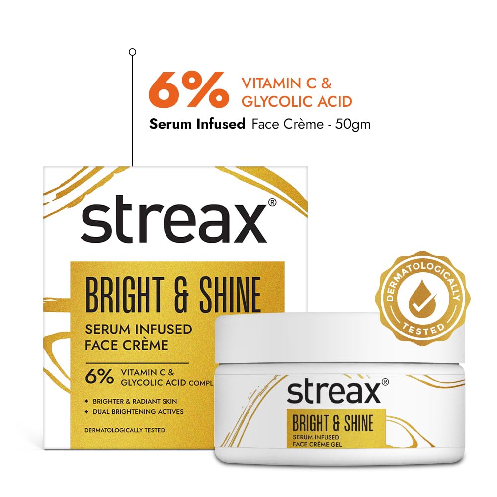 Streax Bright & Shine Face Cream Gel 50gm for Hydration Radiance and Skin Brightening Daily Use