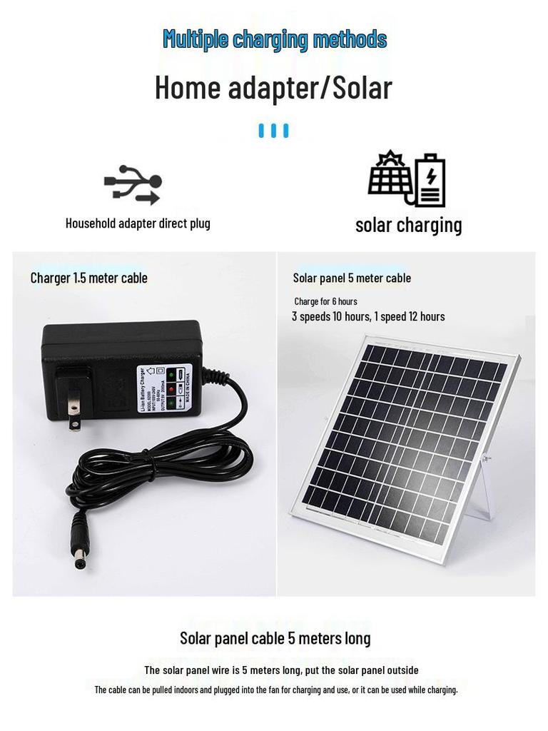 HuiXiang Dual-Use 16-inch Remote-Control Solar Charging Fan - Best-Selling Model in Southeast Asia