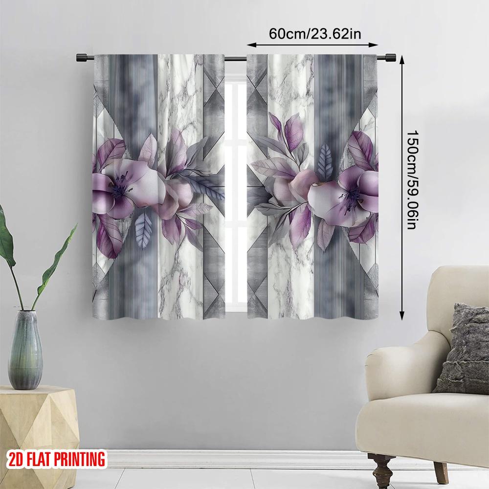 2D flat printing 2pcs Drapes Geometric Floral Blackout Polyester Party Decorations Suitable for All Occasions decorate
