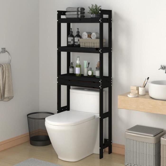 VidaXL Étagère de toilette Noir 63x26x171 cm Bois de pin massif 824662