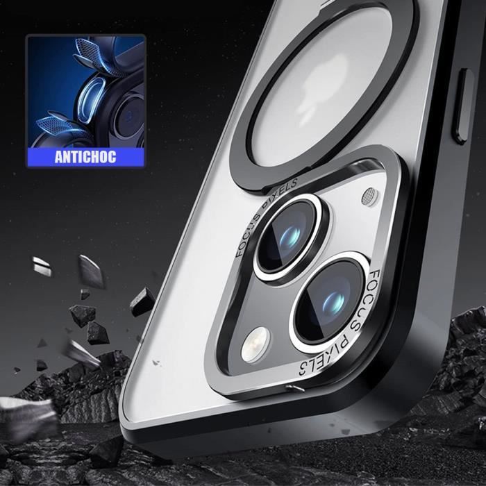 Protective Case for iPhone 15 - BOOLING - Reinforced Shockproof - Black - Rotating Magnetic Stand - Rigid