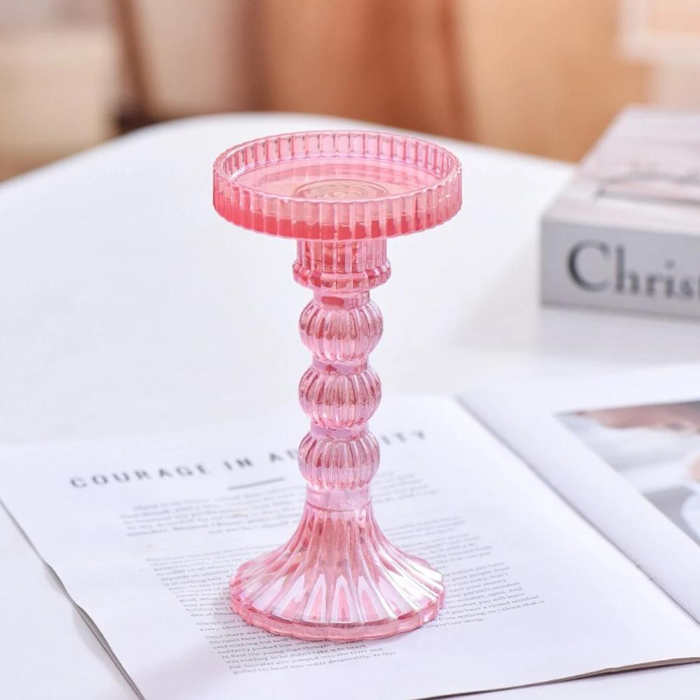 Creative High Footed Glass Candlestick Dining Table Wine Cabinet Decor Candle Stand Centerpiece for Table Wedding Dinning Party