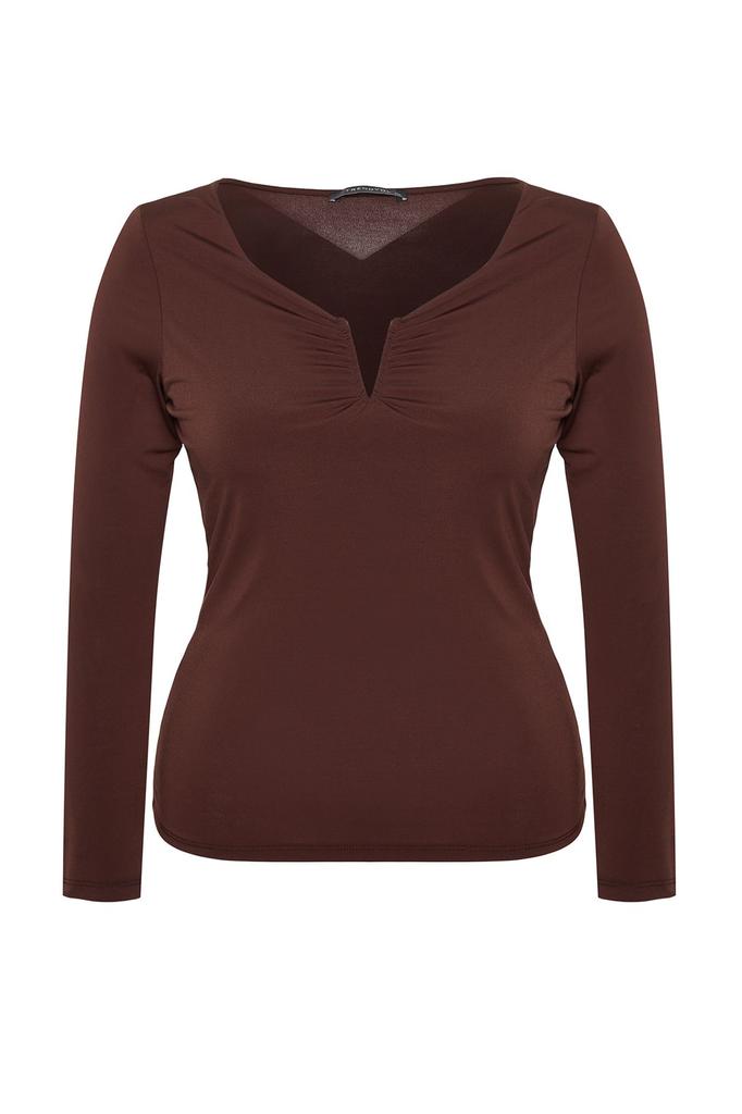  Women's Plus Size Blouse Black V-Neck Sandy Knitted Blouse