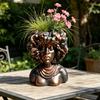 Vază Rășină Față Sculptură Montată pe Cap Vas Artistic pentru Plantat Rășină Ușoară Avatar Ghiveci de Flori Cadou pentru Iubitorii de Plante Decor Acasă