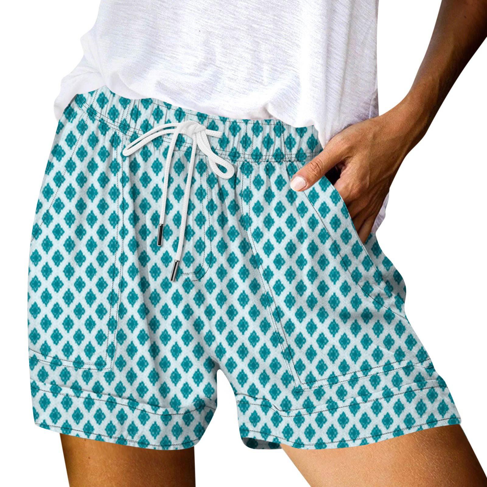 

Women s Casual Summer Elastic Beach Shorts Print Casual Shorts M