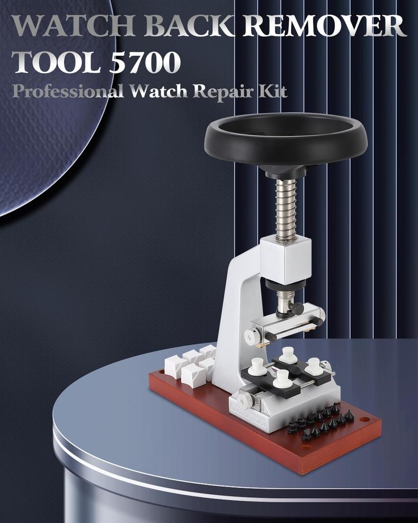 Watch Back Opener, Watch Case Opener, 5700 Bench Watch Back Opener with 6 Die Accessories for Watchmaker Repair, Watchmaking and Opening